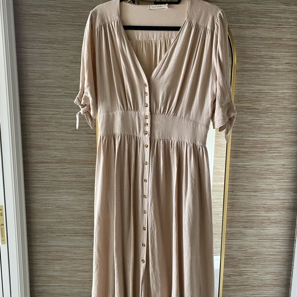 Cream button dress size medium